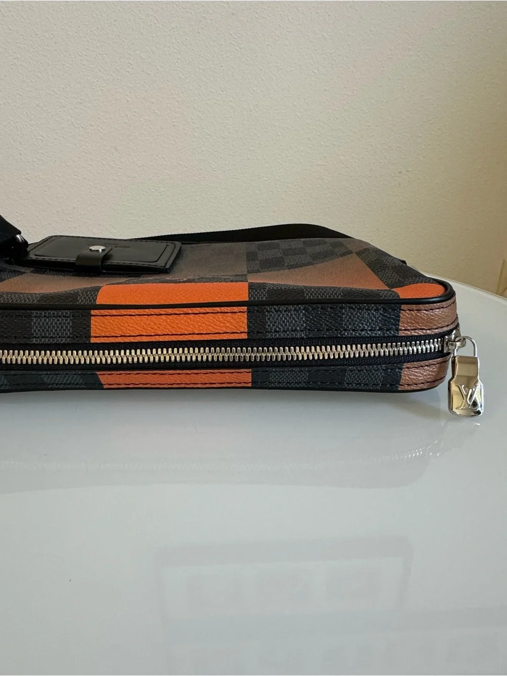 Louis Vuitton Black and Orange Damier Messenger Crossbody
